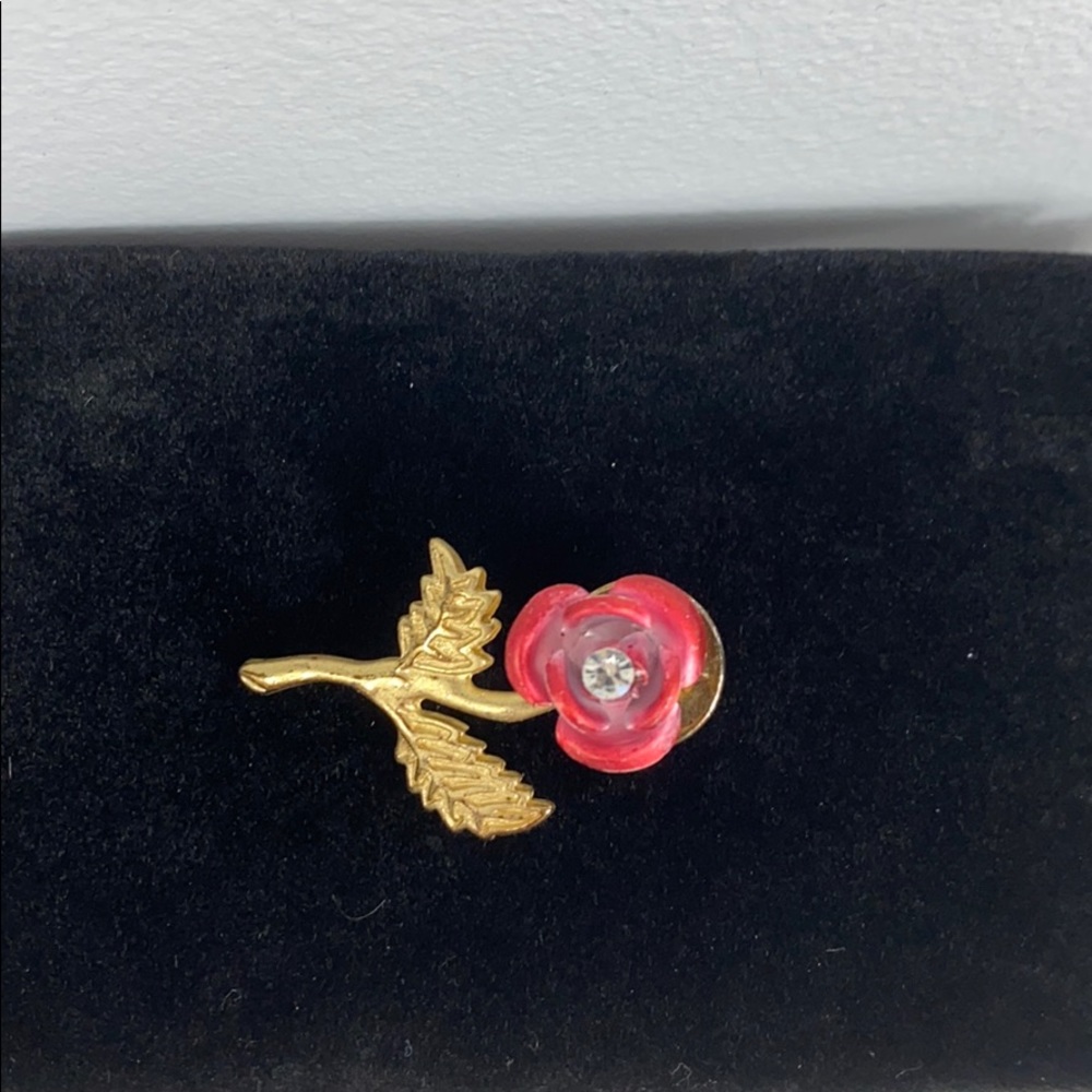 Vintage Rose Rhinestone Brooch Pin - Picture 8 of 8